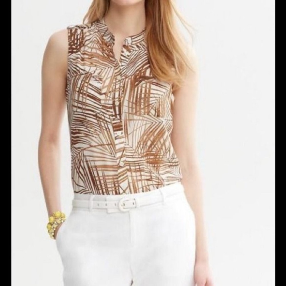 Banana Republic Safari Print Silk Top 12